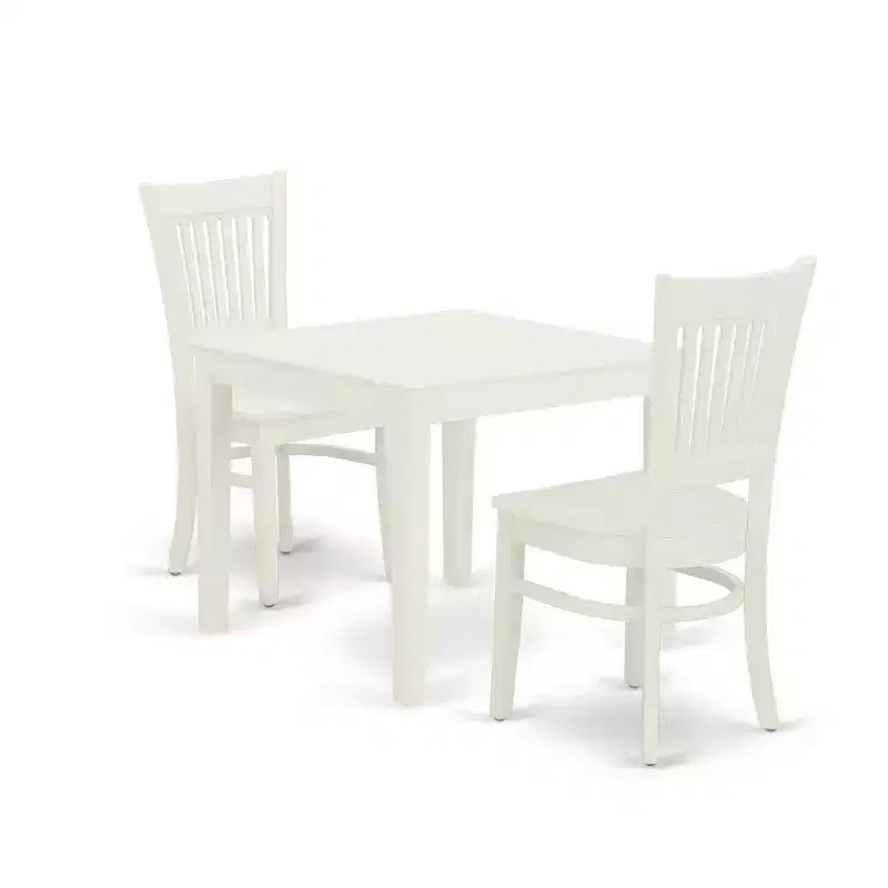 Ensemble de salle à manger 3 pièces en bois blanc lin – Petite table rectangulaire et 2 chaises modernes
