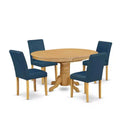 Ensemble de salle à manger ovale Tuscan 5 pièces - Table 106-152 cm avec rallonge et 4 chaises en cuir PU - HomeStock