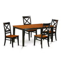HomeStock Table de salle à manger rectangulaire 5 pièces en bois massif noir et cerisier avec 4 chaises