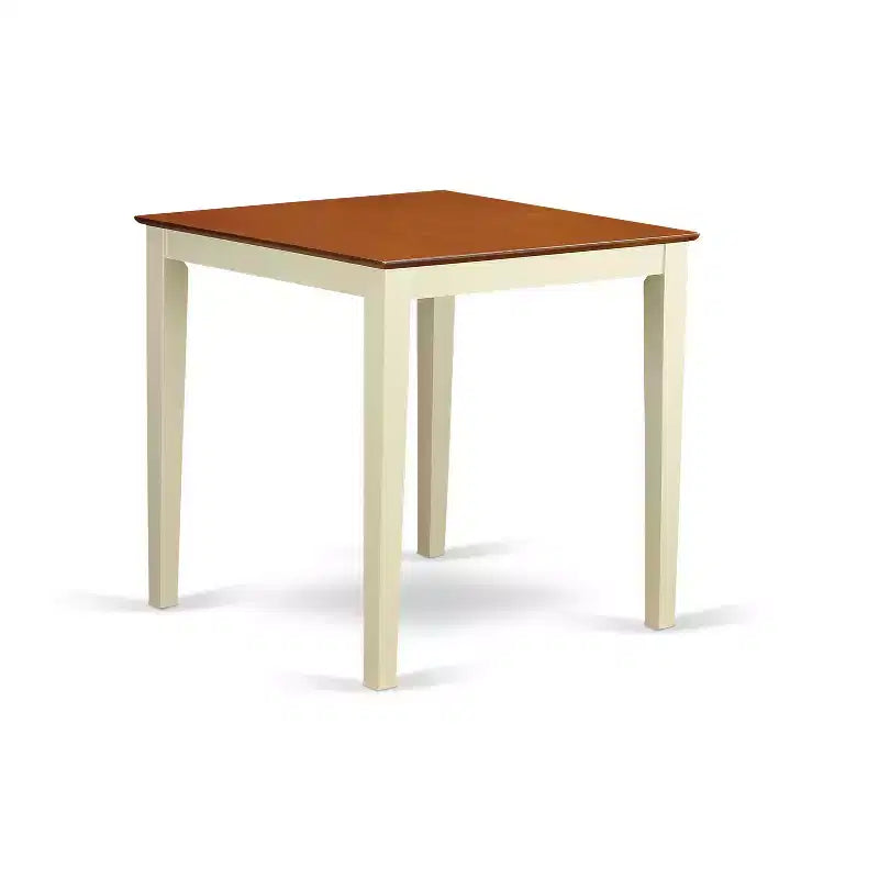 Ensemble Table Haute et Chaises de Bar - 3 Pièces - Pour Petits Espaces - Blanc Lin