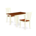 Ensemble table à manger et 2 chaises en bois 3 pièces - Table de cuisine avec 2 chaises - Assise en bois massif - Finition couleur crème