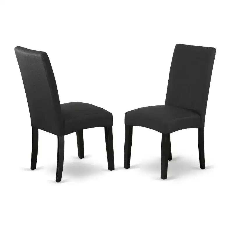 Table de salle à manger HomeStock à plateau en bois massif, 5 pièces, ronde, fini noir et cerisier, avec 4 chaises Parson