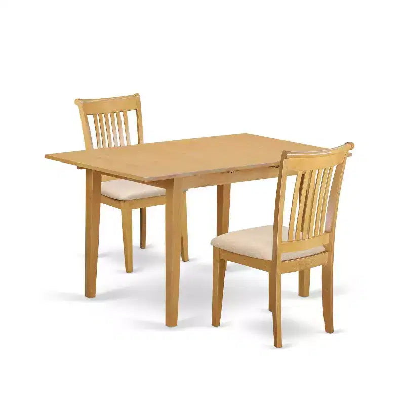 Ensemble table de cuisine 3 pièces - Table avec chaises, Ensemble salle à manger pour petit espace, Finition chêne