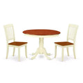 Ensemble de salle à manger rond 3 pièces Table de 107 cm et 2 chaises style toscan