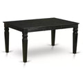 Ensemble de salle à manger moderne 7 pièces - Table rectangulaire avec rallonge et 6 chaises en tissu - Finition noire