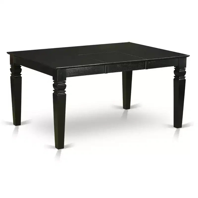 Ensemble de salle à manger moderne 7 pièces - Table rectangulaire avec rallonge et 6 chaises en tissu - Finition noire
