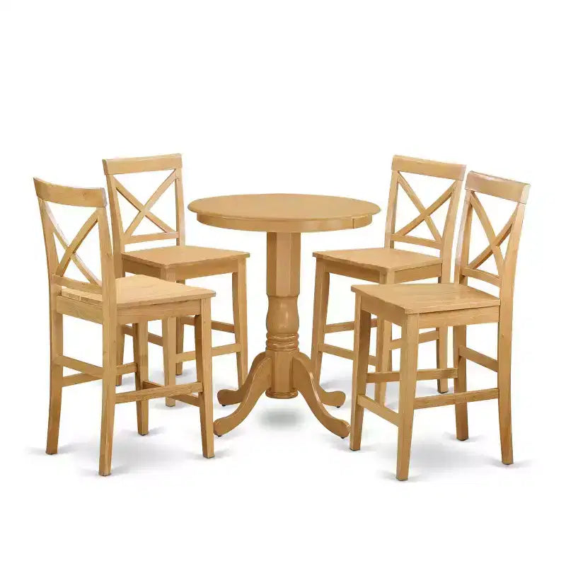 Ensemble table de cuisine - Table hauteur comptoir et 4 chaises - Élégant ensemble dînette pour petits espaces