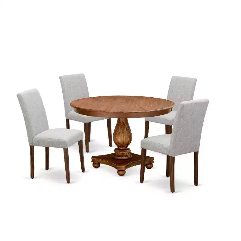 Table de salle à manger HomeStock 5 pièces en bois massif finition chêne naturel avec 4 chaises Parson
