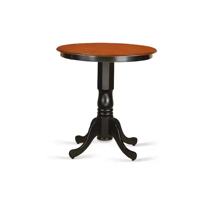 HomeStock Table à manger ronde 3 pièces avec plateau en bois massif finition noire et 2 chaises