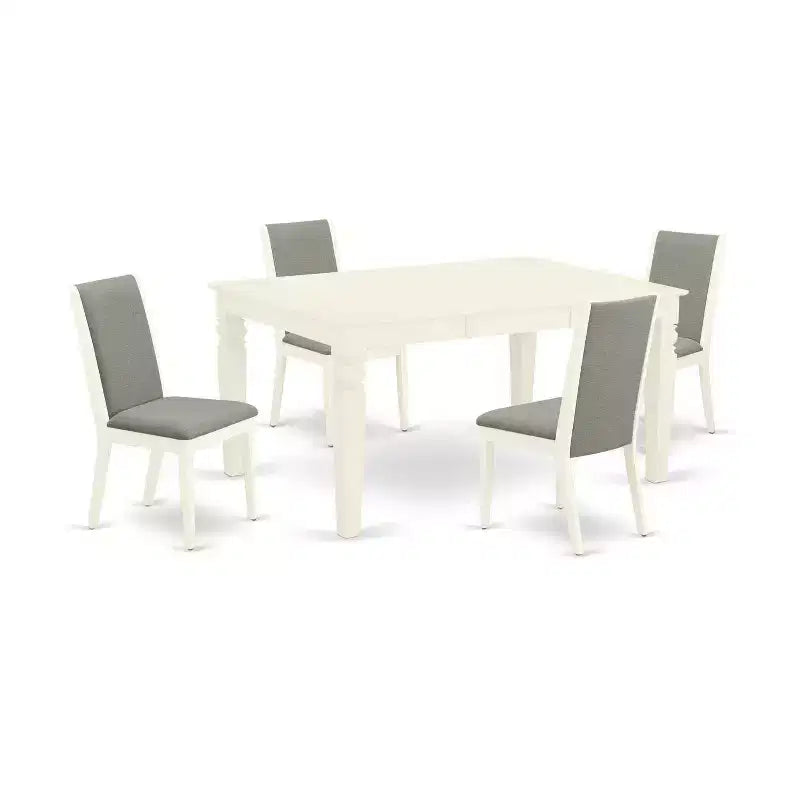 HomeStock Table de salle à manger rectangulaire 5 pièces en bois massif finition crème et cerise avec 4 chaises et rallonge papillon