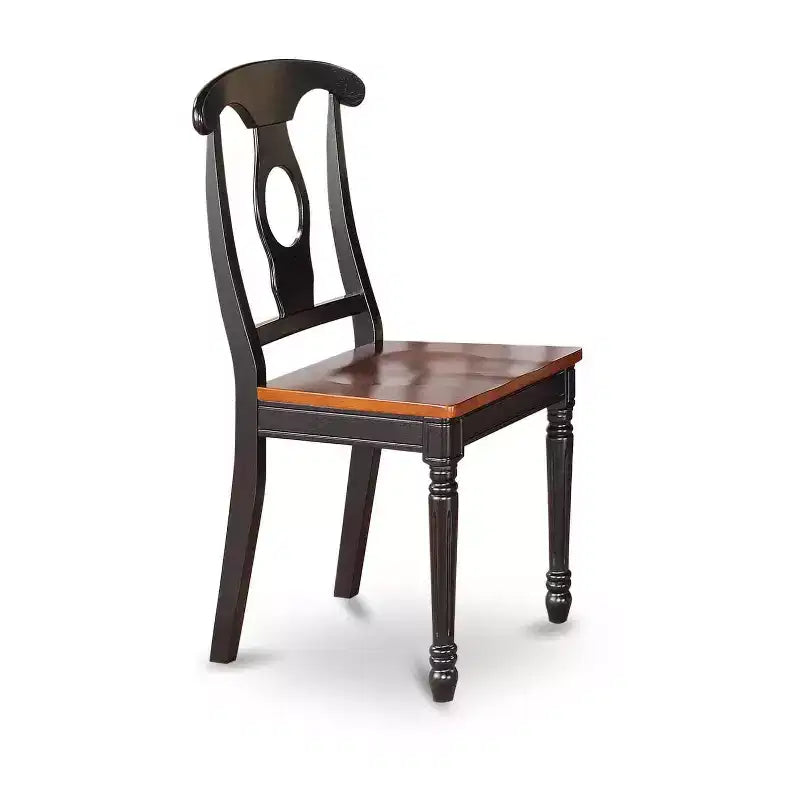 Ensemble repas moderne 3 pièces – Table ronde en bois et 2 chaises Mid-Century – Finition noire