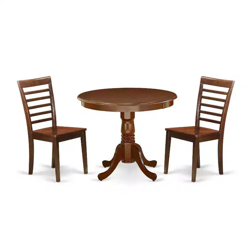 Ensemble de salle à manger familial Table de 36 pouces avec 2 chaises - Ensemble de table de cuisine en bois pour 4