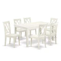 Ensemble de salle à manger du milieu du siècle - Table rectangulaire 7 pièces et 6 chaises - Finition blanche
