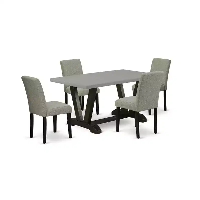 Table de salle à manger HomeStock 5 pièces en bois massif finition chêne naturel avec 4 chaises