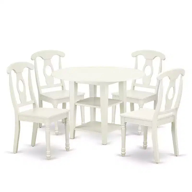 Salle à manger victorienne 5 pièces, table ronde et 4 chaises extensibles de 20 à 42 pouces