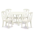 Salle à manger victorienne 5 pièces, table ronde et 4 chaises extensibles de 20 à 42 pouces