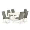 Ensemble de salle à manger rectangulaire - Ensemble table et 6 chaises - Fini blanc lin