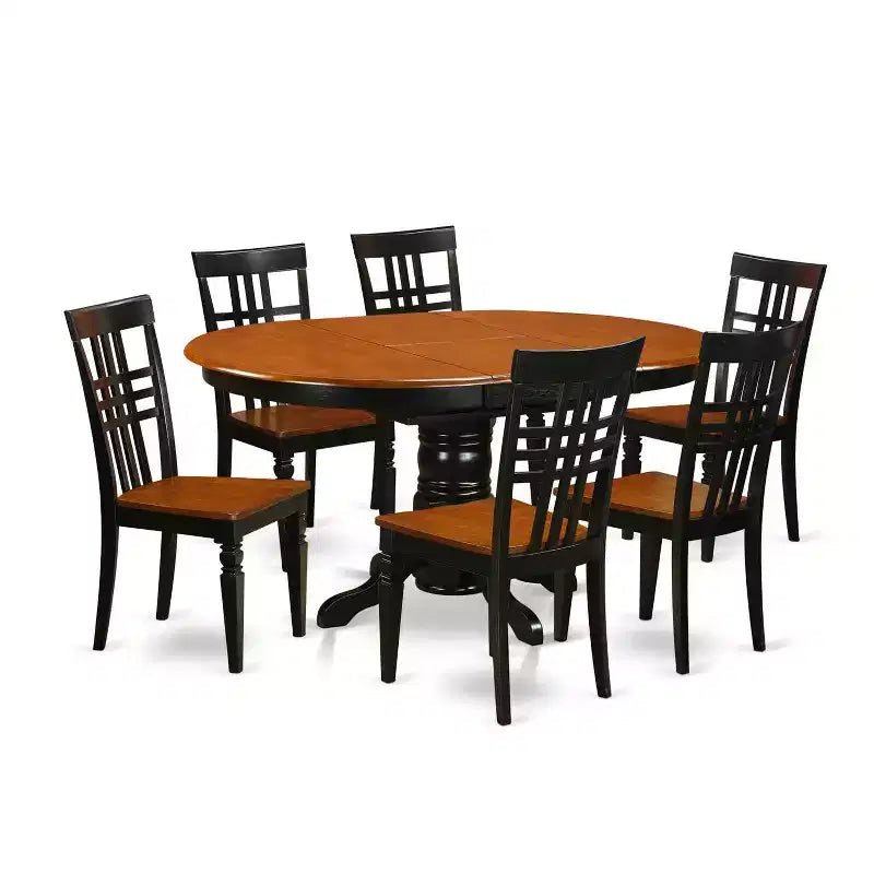 Ensemble de salle à manger 7 pièces avec table et chaises - Meubles de cuisine et salle à manger - Fini Cerisier Noir