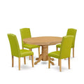 Ensemble de salle à manger ovale 5 pièces - Table 42-60 avec rallonge papillon et 4 chaises Parsons - Vert automne