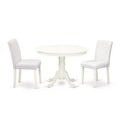 Ensemble table et chaises de cuisine 3 pièces - Table à manger ronde et 2 chaises - Ensemble de salle à manger pour petits espaces - 42 pouces blanc lin