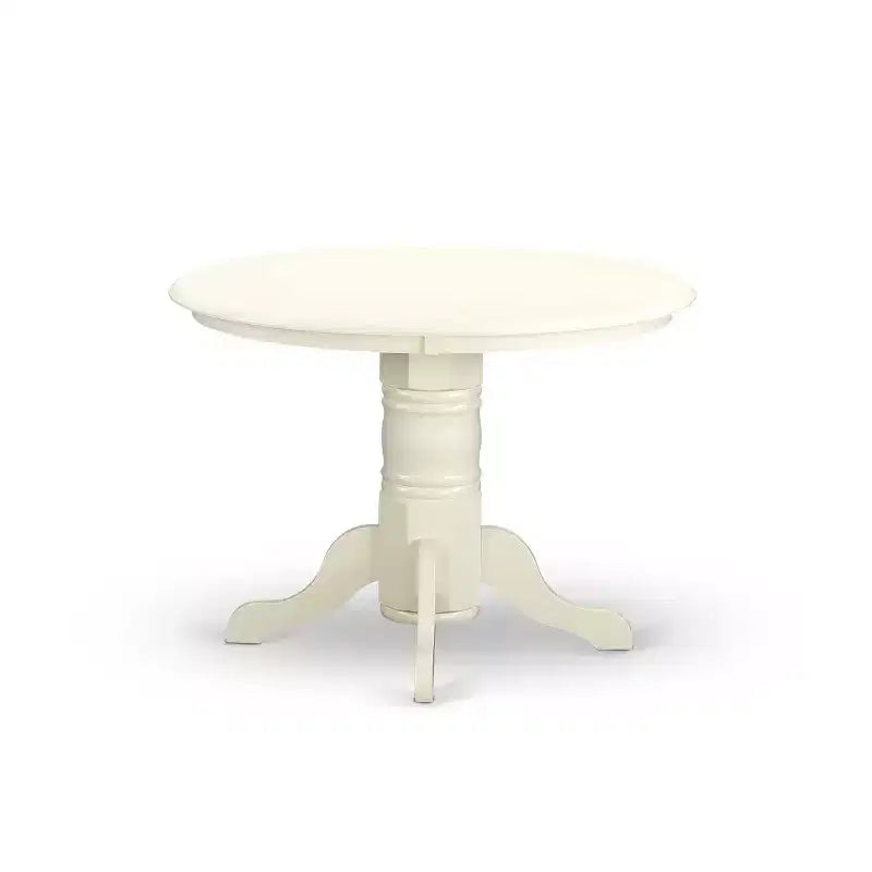 Ensemble de salle à manger 3 pièces Table ronde et 2 chaises Parsons - Ensemble table de cuisine 42 po - Pieds blancs lin, cuir PU Pond