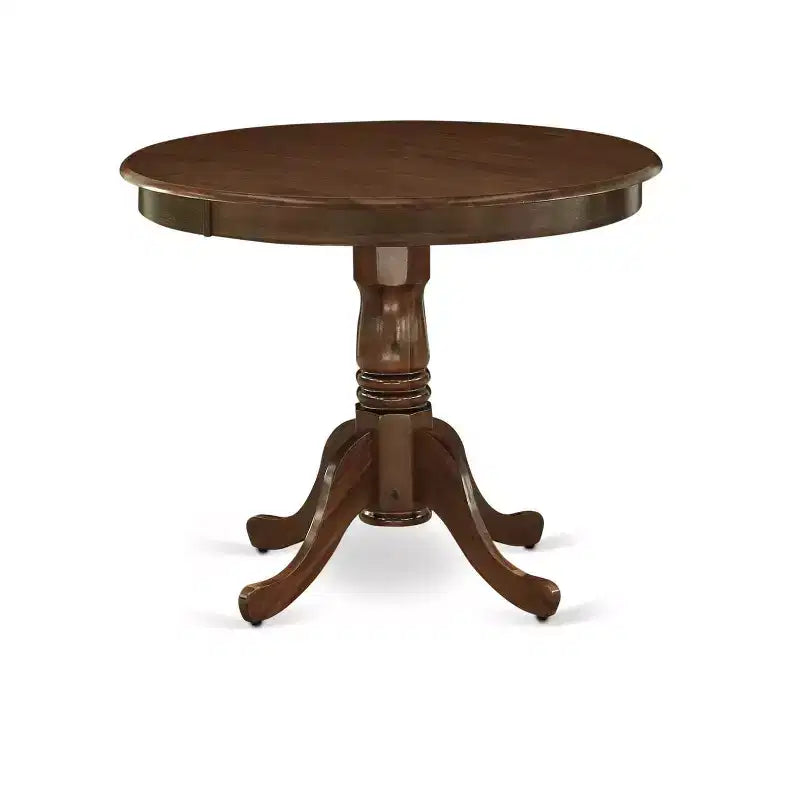Ensemble de salle à manger avec table ronde à piédestal et 2 chaises - Ensemble de cuisine finition noyer antique