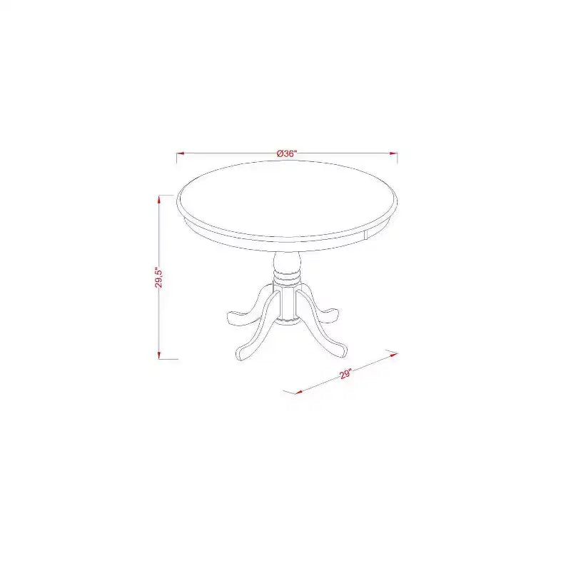 Ensemble de salle à manger avec table ronde à piédestal et 2 chaises - Ensemble de cuisine finition noyer antique