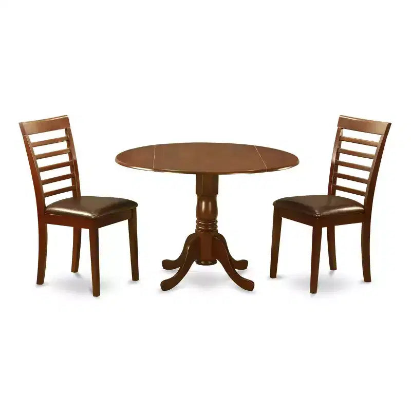 Ensemble de salle à manger 5 pièces Table et chaises rondes - Finition acajou