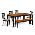 Salle à manger nordique - Ensemble table et chaises 6 pièces - Finition cerise noire - Table rectangulaire avec banc
