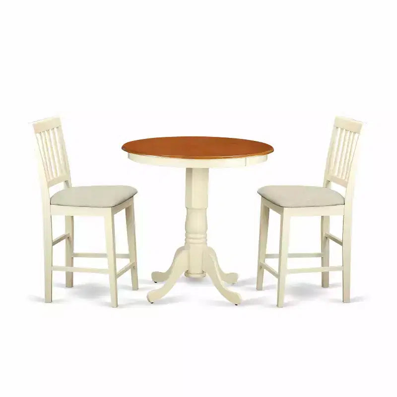 Ensemble de salle à manger hauteur comptoir - Table et 4 chaises - Style bohème moderne - Table ronde et design élégant