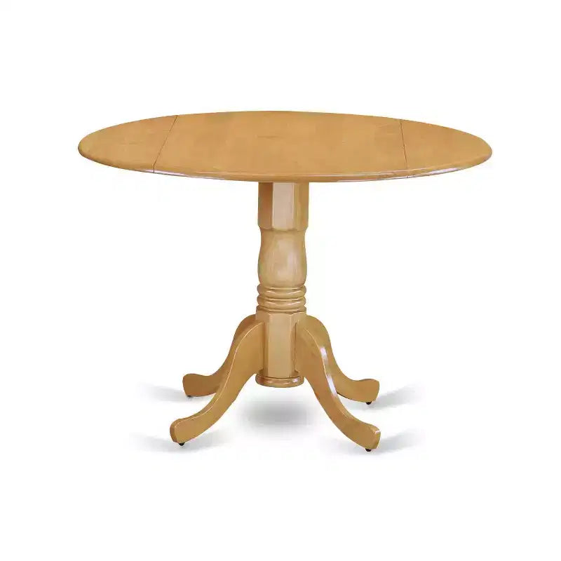Ensemble de salle à manger victorien - Table ronde 5 pièces et chaises - Design Parsons élégant - Finition chêne - 42 pouces