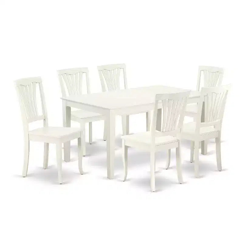 Salle à manger rectangulaire 7 pièces table et chaises - Table de 152 cm, design à lattes verticales