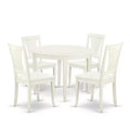 Ensemble de salle à manger rond rétro 5 pièces - Table de 42 pouces et 4 chaises - Meubles de cuisine style Renaissance