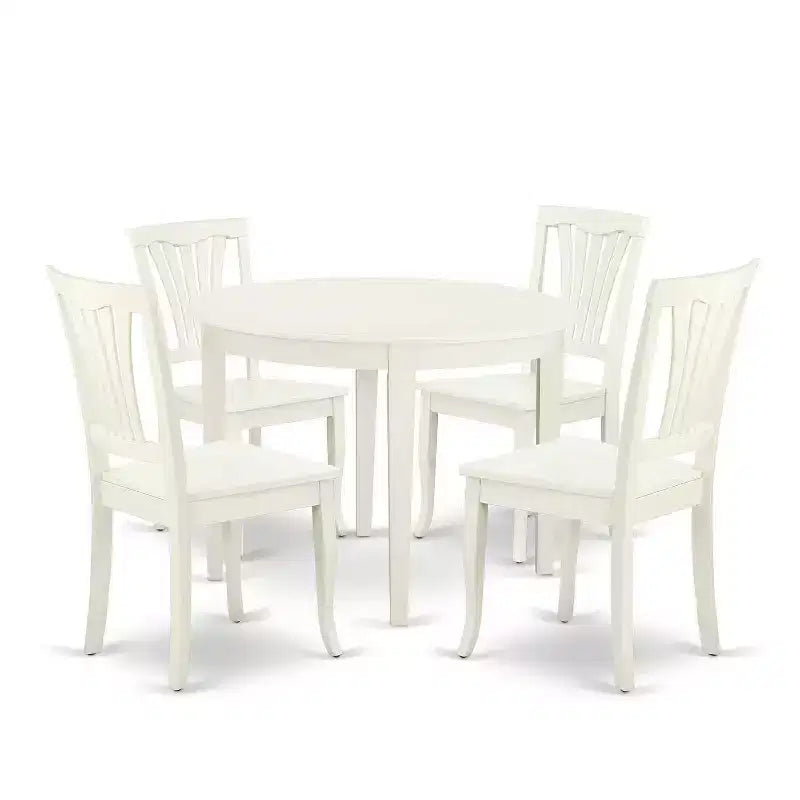 Ensemble de salle à manger rond rétro 5 pièces - Table de 42 pouces et 4 chaises - Meubles de cuisine style Renaissance