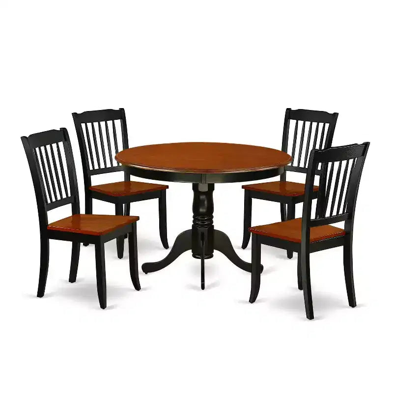 Ensemble de salle à manger Hollywood Regency - Table ronde et 4 chaises - 5 pièces - 106 cm - Mobilier de salle à manger élégant