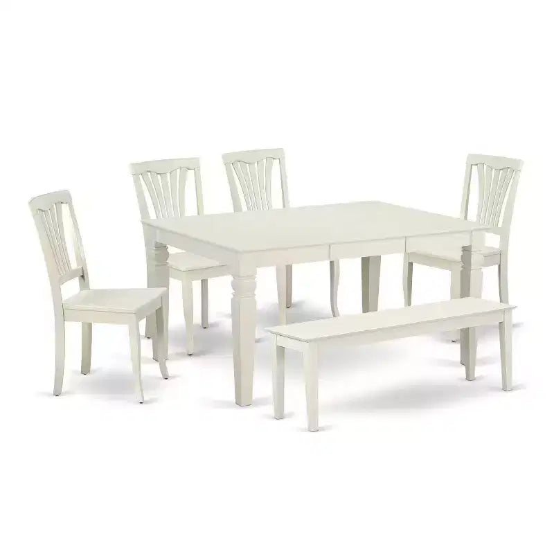 Ensemble de salle à manger de ferme - 1 table rectangulaire de 6 places et 4 chaises + banc - 106,68/152,4 cm