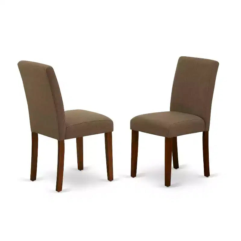 Ensemble table à manger ronde 5 pièces - Table 36" et 4 chaises - Tissu lin, pieds acajou - Meubles de salle à manger élégants