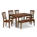 Ensemble repas côtier 6 pièces - Table de 60 po, 4 chaises et banc - Mobilier de patio extérieur