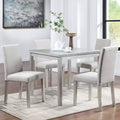 CLIHOME Ensemble de salle à manger 5 pièces en bois, ensemble de table de décoration de cuisine en cristal avec table carrée et 4 chaises rembourrées