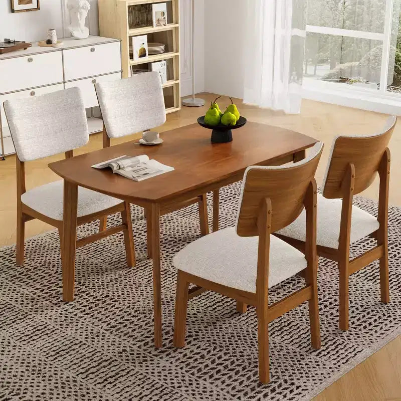 Ensemble de salle à manger moderne 5 pièces avec cadre en bois d'hévéa et 4 chaises rembourrées, ensemble de salle à manger peu encombrant pour salle à manger ou cuisine - Panipeachy