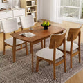 Ensemble de salle à manger moderne 5 pièces avec cadre en bois d'hévéa et 4 chaises rembourrées, ensemble de salle à manger peu encombrant pour salle à manger ou cuisine - Panipeachy