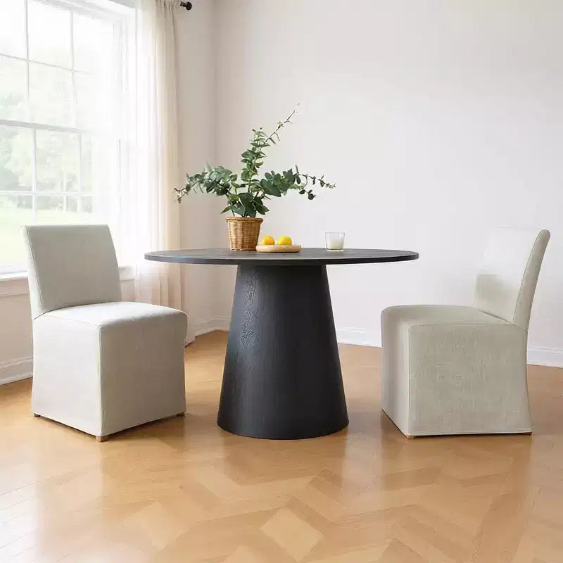 Ensemble table et chaises de salle à manger 3 pièces, table ronde de 89 cm avec chaises déhoussables rembourrées pour coin repas ou petit espace - Panipeachy
