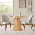 Ensemble de table de bistrot moderne en placage de chêne, table piédestal ronde 35 et 2 chaises de salle à manger à dossier incurvé pour les espaces de salle à manger d'appartement-Panipeachy