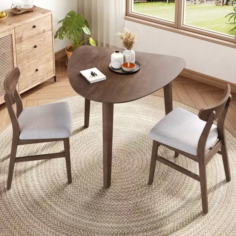 Ensemble de table moderne 3 pièces GDFStudio Delgado avec 2 chaises en bois courbé