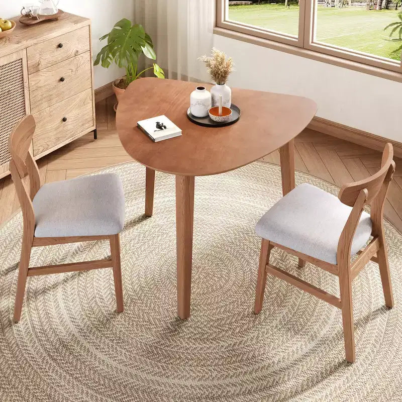 Ensemble de table moderne 3 pièces GDFStudio Delgado avec 2 chaises en bois courbé