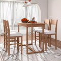 Ensemble de salle à manger 5 pièces à hauteur de comptoir pour 4 personnes, ensemble table de bar en bois de style ferme avec 4 chaises rembourrées pour petits espaces