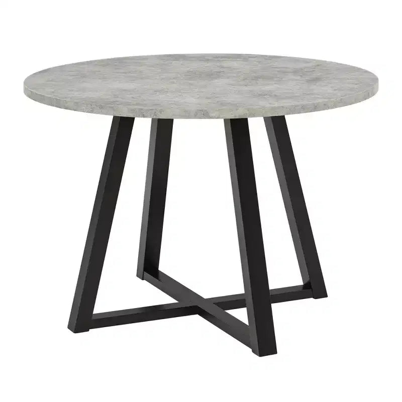 Ensemble de salle à manger 5 pièces Roundhill Furniture Edo, table ronde à tréteaux et 4 chaises rembourrées