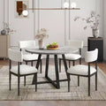 Ensemble de salle à manger 5 pièces Roundhill Furniture Edo, table ronde à tréteaux et 4 chaises rembourrées