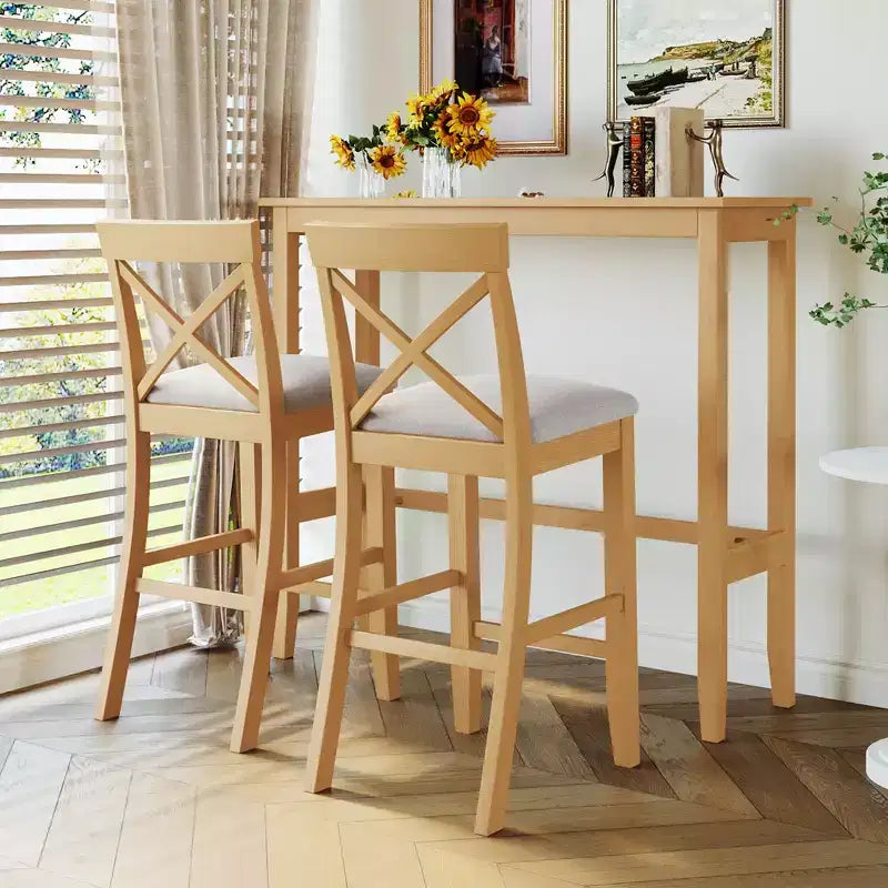 JVNOXK Ensemble table et chaises de salle à manger style ferme, rectangulaire, en bois, 48 pouces, avec deux chaises, adapté pour la cuisine, beige