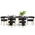 Ensemble Table à Manger Ovale Extensible 3-en-1 avec Chaises Rembourrées en Chenille et Pieds en Métal Doré, Meuble de Salle à Manger Polyvalent - Panipeachy